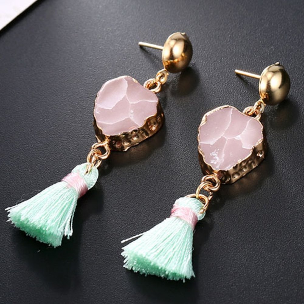 Fringe Agate Drop Earrings
